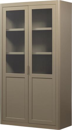 De Eekhoorn Grosser Design Vitrinenschrank Gunaro aus nachhaltigem Massivholz, Taupe matt