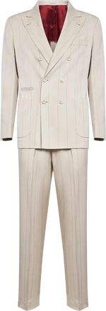 Brunello Cucinelli peak-lapel striped suit - Neutrals
