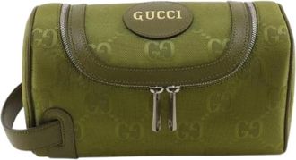 Gucci Pre-owned GG Canvas Cosmetic Pouch - Dames - Vintage Clutch - Groen - ONE Size - Vintage