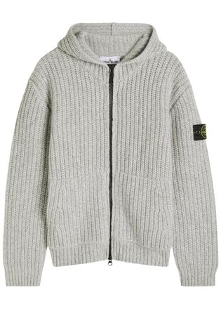 Stone Island Hooded Wool and Cashmere-blend Knit Jumper - Grey - XL