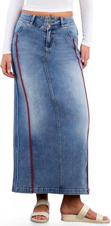 Wash Lab Denim Side Piping Denim Maxi Skirt in Relaxed Blue at Nordstrom, Size 27