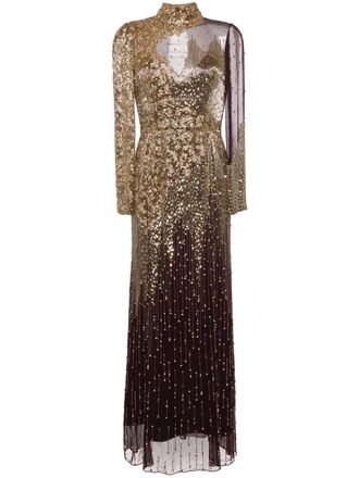 Jenny Packham Abito da sera Starman con paillettes - Viola