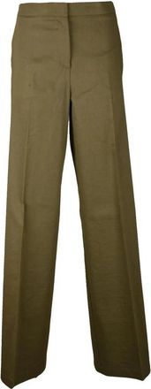 Pinko Pantalone - Dames - Straight fit broeken - Groen - XS - Linnen - Broeken