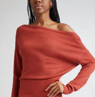 Ramy Brook Chance Off Shoulder Sweater In Orange