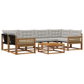 vidaXL Conjunto De Sof&aacute;s De Exterior 7 Pcs Natural Y Gris Claro Vidaxl