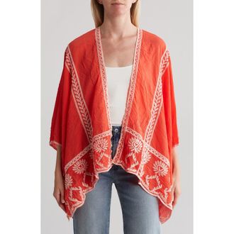 Forgotten Grace Floral Embroidered Topper in Coral at Nordstrom Rack, Size X-Large