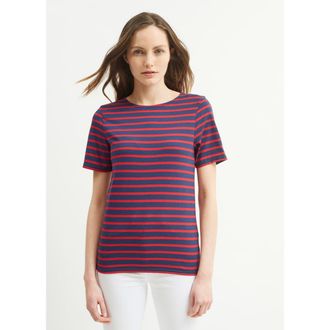 Saint James LEVANT MODERN - Breton Stripe Short Sleeve Shirt in Navy/red at Nordstrom, Size Xxx-Large