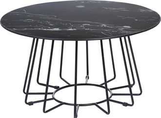 Beliani Beliani - Mesa De Centro De Vidrio Templado Negro Blanco 80 Cm Tablero Glamour Bernie