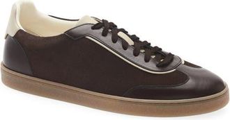 Brunello Cucinelli Mixed T-Toe Leather Sneaker in Cxy42 Brown at Nordstrom, Size 46