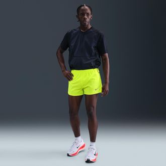 Nike Mens Fast Dri-FIT 3 Brief-Lined Running Shorts in Yellow | FN3355-702