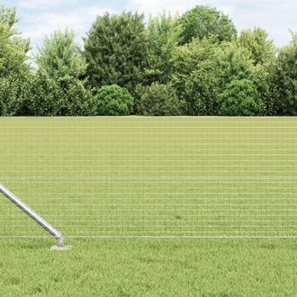 Berkfield Home Welded Wire Fence with 13 Spike Posts 0.4x25 m Galvanised Steel in Silver