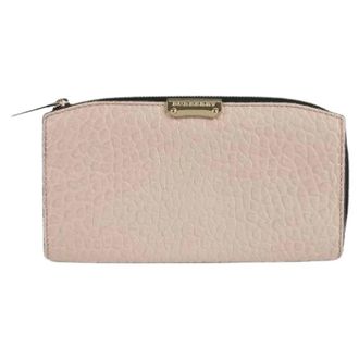 Burberry Pre-owned Wallets, female, Pink, Size: ONE SIZE Pre-owned Gold Logo Round Long Wallet