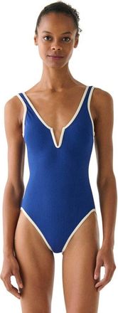 Kate Spade New York Mini Chevron Texture V Wire One Piece Swimsuit in North Sea at Nordstrom, Size X-Large