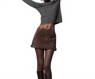 Blank NYC Womens Down To Earth Leather Mini Skirt In Brown