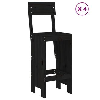 Berkfield Home Beautiful 5 Piece Garden Bar Set Black Solid Wood Pine