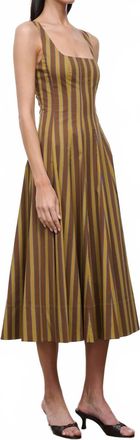 Staud Wells Dress In Cigar Stripe