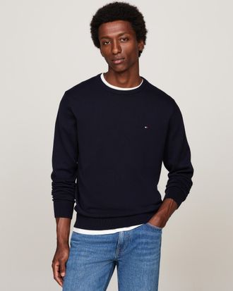 Tommy Hilfiger Core Essential Cotton Crew Mens Sweatshirt - Navy - Size X-Large