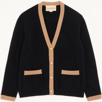 Valentino Cardigan In Lana Donna NERO/BEIGE XS