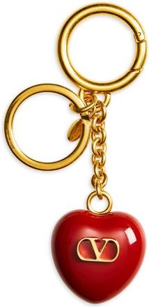 Valentino Garavani Coeur Royal VLOGO Signature Enamel Heart Bag Charm in Antique Brass/Rosso at Nordstrom