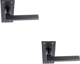 Loops 2x PAIR Straight Bar Handle on Slim Lock Backplate 150 x 50mm Matt Black