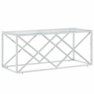 vidaXL Mesa De Centro Acero Inoxidable Y Vidrio 110x45x45 Cm Vidaxl