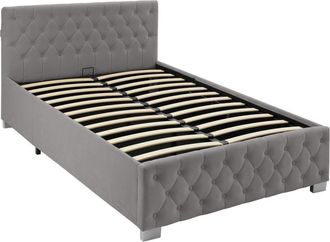 TecTake Cama tapizada con led y somier abatible, 200kg, 120x200cm, gris oscuro