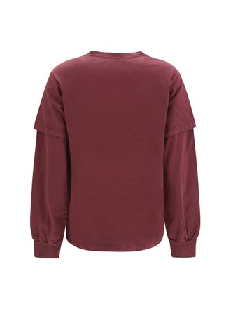 Ganni Future Heavy Long-Sleeve T-Shirt - Red