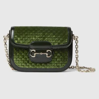 Gucci Horsebit 1955 Mini Shoulder Bag, Green, Fabric