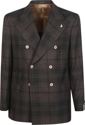 Gabriele Pasini Giacca doppiopetto a quadri - Marrone