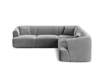 Cosmopolitan Design Sof&aacute; esquinero sim&eacute;trico modular 6 plazas terciopelo gris