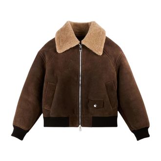 Hogan Lamsvel Bomberjack met comfortabele pasvorm - Dames - Jassen - Bruin - Maat: S Wol