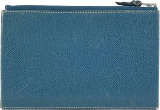 Hermès Blue Epsom Leather Clutch Bag Pouch (Pre-Owned)