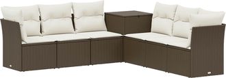 vidaXL Juego De Sof&aacute; 7 Uds. Marr&oacute;n Y Crema Blanca Vidaxl
