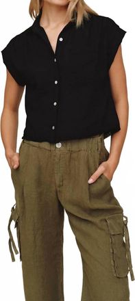 Bella Dahl Cap Sleeve Trimmed Shirt In Black