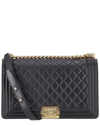 Chanel Diamond Quilted Lambskin Leather New Model Medium Boy Bag (Authentic Pre-Loved)