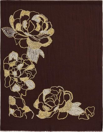 Janavi India Glow Blossom Embroidered Merino Wool Wrap