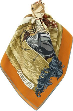 Burberry Orange Printed Scarf