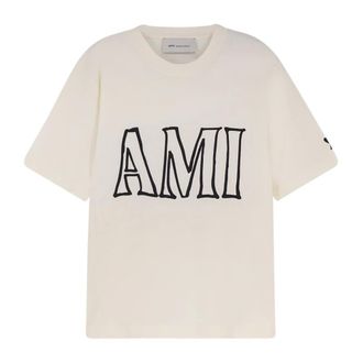 Ami T-Shirts, male, White, Size: S Crew-neck Short Sleeve T-Shirt