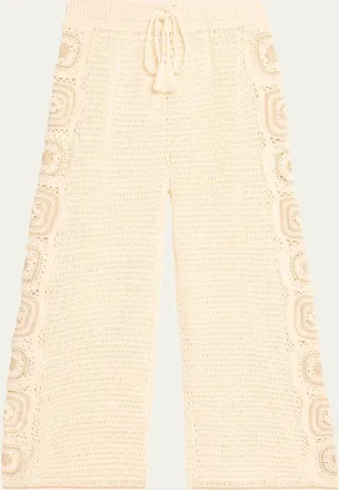 Hannah Art Wear Kasi Wide-Leg Cotton Crochet Pants
