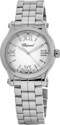 Chopard Happy Sport 30mm White Floating Diamond Dial Steel Womens Watch 278590-3002