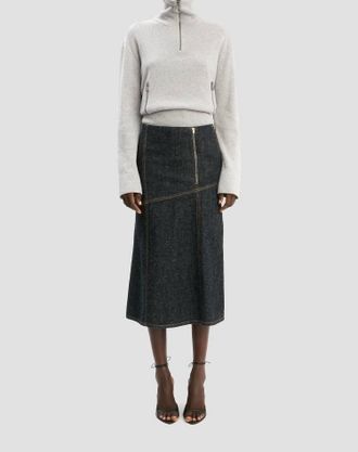 Victoria Beckham Panelled Denim Midi Skirt In Indigo
