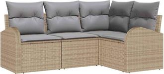 vidaXL Garden Sofa Set 4 pcs Beige and Light Grey Poly Rattan vidaXL