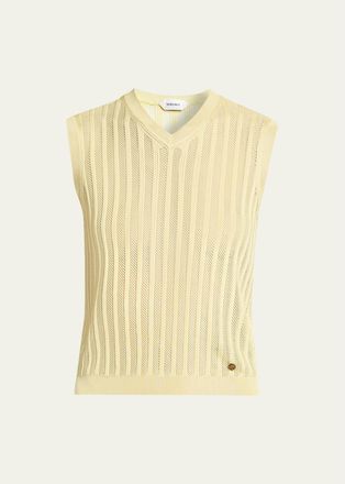 Versace La Vacanza Mesh Rib-Knit Sweater Vest