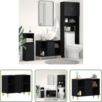 vidaXL vidaXL Mobiletto per bagno - Mobiletto per Lavabo Rovere Nero 80x33x60 cm in Legno Massello