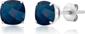 MAX + STONE 925 Sterling Silver 6mm Cushion Cut Gemstone Stud Earrings