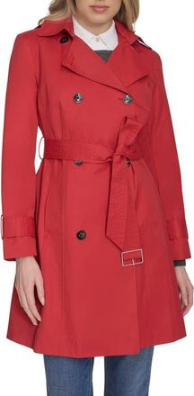 Cole Haan Water Resistant Trench Coat with Removable Hood in Red at Nordstrom, Size X-Small