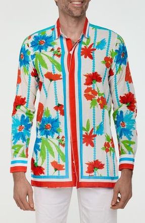 Ranee&rsquo;s Floral Button-Up Resort Shirt in White at Nordstrom Rack, Size X-Large