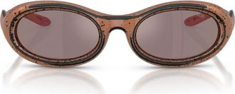 Diesel DL3011U 51mm Mirrored Oval Sunglasses in Bronze Splatter Black /Rose at Nordstrom