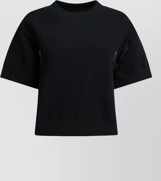 sacai short sleeve crew neck knit top