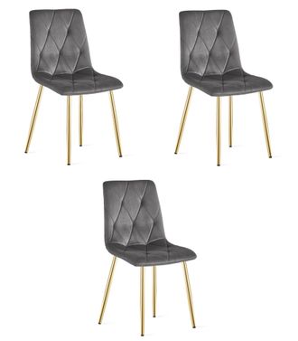 OEM Silla Libra - Terciopelo Gris Oscuro / Patas Doradas X 3